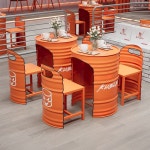 드럼통 테이블 깡통 의자 인테리어 감성 카페 세트 포차 오렌지 : 안전한 직구나라