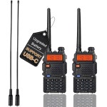 BAOFENG UV-5R 햄 라디오 휴대용 무전기 장거리 토키 USB-C 배터리(2팩) 1 8.27 Antenna 2PACK 1 8.27 Antenna 2PACK : 해스무투