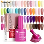 Venalisa HEMA FREE 7.5ml 젤 폴리쉬 네일 프렌치 핑크 젤리  컬렉션 글리터  UV LED 담그기 : 아리수수스