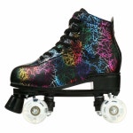 XUDREZ 유니 롤러 스케이트 더블 로우 4륜 하이탑 라이트닝 패턴 초보자 여성 남성 남아 및 여아용 Black black wheel Womens 6.5 / Men... 