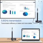 무선 HDMI 송신기 및 수신기, 5.8GHz Extender 590Ft/180M 최대 1080P@60Hz 비디오 해상도, 지원 노트북, PC, 블루레이 플레이어, DVD... 