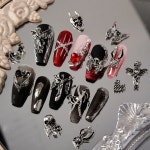 10 개/대/세트 해골 금속 매니큐어 DIY 아트 액세서리 장식 매력 하트 네일 H1169 : 하이플랜2