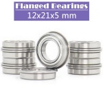 플랜지 베어링 얇은 섹션 플랜지 F6801 Z ZZ 볼 베어링, 12 21 5mm 10 개 : 제이피프