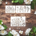 나무에 그린 꽃 스텐실 야생화 공예용 재사용 가능한 벽 캔버스 천 가구 카드 Flower-3 /50p : 글로벌스타링크