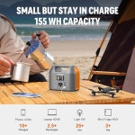 EnginStar 휴대용 발전소 150W 155Wh 태양광 발전기 110V 42000mAh 휴대용 전원 뱅크(AC 콘센트 포함), 야외 캠핑용 외장 배터리 백업 LED... 