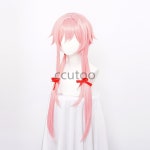 Ccutoo 합성 가사이 유노 가발 롱 핑크 헤어 미래 일기 Cos 코스프레 + 레드 리본 모자 : 더푸른나무