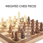 15인치39cm 우드 체스 및 체커 세트 가중 체스 조각 2피스 퀸 24피스 체커 보관 슬롯 2-in-1 클래식 보드 게임 : 원플스토어