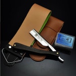 클래식 이발 면도기 에보니 개 S45C 도구 핸들 스트레이트 4 엣지 세트당 탄소강 G0307 4pcs a set : 히지노몰