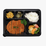 5칸 돈까스 도시락 세트 검정 소풍 배달 돈까스 일회용 칸막이 반찬 덮밥 배달도시락 100개 : 두레샵.