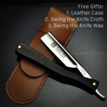 클래식 이발 면도기 에보니 개 S45C 도구 핸들 스트레이트 4 엣지 세트당 탄소강 G0307 4pcs a set : 히지노몰