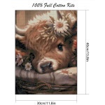 초보자 및 성인용 네피아후 카우 크로스 스티치 키트 - 11CT 카운트, 스탬프 자수, 귀여운 동물 바늘 포인트 12x16 인치 SZX-TR309-002... 