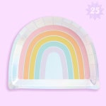 xo 페티 무지개 종이 접시 - 25 pk 9 | 해피 파스텔 생일 파티 장식 귀여운 바첼로렛 멋진 케이크 유니콘 : 이지마오