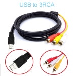 듀오하이엘 USB-RCA 케이블, 5피트 USB 남성-RCA 남성 잭 스플리터 오디오 비디오 케이블, TV용 AV 어댑터 연결을 위한 3RCA 코드, PC HDTV... 