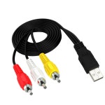 듀오하이엘 USB-RCA 케이블, 5피트 USB 남성-RCA 남성 잭 스플리터 오디오 비디오 케이블, TV용 AV 어댑터 연결을 위한 3RCA 코드, PC HDTV... 