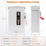 불연성 스위치 아연 실외 충족 안전 NEMA 3R 박스 3극 분리 표준 60암페어 실내 : 토탈이커18