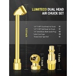 연결 에어 척 세트 - 1/4인치 여성 NPT 클로즈드 볼 헤비 듀티 듀얼 헤드 및 표준 남성 퀵 플러그 타이어 필 키트 Silver Head : 퓨처커넥션