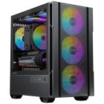 오키노스 마이크로 ATX 케이스, 4 120mm ARGB 비 PWM 케이스 팬 사전 설치, MATX PC 템퍼 유리 측면 패널, 타입-C, 블랙, 사이프러스 3 포함... 