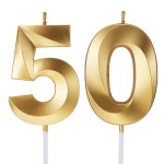 케이크를 위한 50번째 생일 캔들 번호 축하해요 3D 디자인 결혼 기념 파티 케이크 토퍼 장식 (50, 골드) 3D-Crown Gold-3D-Crown-0 : seisAZ
