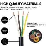 올스타 트럭 부품 헤비 듀티 14 게이지 4 방향 CCA 도체 와이어 RV 트레일러 케이블 코드 절연 연접 구리 클래드 알루미늄 색상 PC P2... 