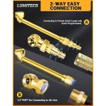 듀티 에어 척 세트-1/4인치 여성 NPT 밀폐 볼 타이어 척, 듀얼 헤드 및 표준 남성 퀵 플러그, 인플레이터 게이지 컴프레서용 필 키트 : 퓨처커넥션