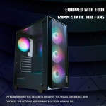 레인보우 팬 4개가 미리 설치된 RAIDMAX V100 게이밍 케이스, ATX 미드 타워 PC 블랙(V100TBS) V100TBS : 대성코리아a2