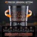 QJA 버 커피 그라인더 전기 60초 정밀 분쇄 설정 타이머 및 1-8컵 정전기 방지 스테인리스 스틸을 갖춘 LCD 터치 시엔 원두 Silver : 이지마오