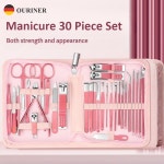 30 PC 새로운 전문 매니큐어 세트 그루밍 키트에는 가위 네일 파일과 여행용 케이스가 포함되어 있어 집에서 사용하기에 적합합니다. : 삼팔... 