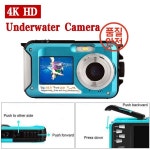 수중 카메라 디지털 4K 초고화질 셀프 촬영 듀얼 스크린 지지대 128GB SD 11FT : 선암상사