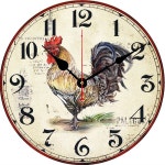 빈티지 농장 수탉 패턴 라운드 벽시계 거실 침실 주방 홈 장식 벽시계 침묵 석영 시계 : TradeOverseas