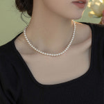 담수진주목걸이 진짜 천연 명품 미니 실버 못난이 바로크  3mm 4mm 레이어드 초커 : COSTMALL