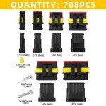 암리버 708Pcs 43 키트 방수 자동차 전기 커넥터 터미널 1/2/3/4/5/6 남성 및 여성 핀 와이어 자동차용 22 16 AWG : 로웰샵plus