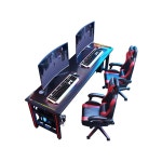 더블컴퓨터테이블세트 2인데스크탑 사무실 형제 학생 세트 PC방 공부방 데스크 의자 1 포트형싱글80 60무등 : 트렌딜하우스