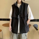 패션조끼 민소매 후드 작업복 자켓 캐주얼 바람막이 조끼 : 바이플레이1