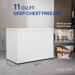 11Cu Ft 가슴 깊은 냉동고, 7단계 온도 조절 가능한 대형 분리 보관 바구니가 있는 컴팩트 프리스탠딩 상단 개방형 흰색 11 cu.ft : 원봉지마켓