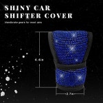 ZNDAW 오토 기어 변속 노브 커버, 여자아이들을 위한 라인스톤 글리터 시프터 스틱 프로텍터, 반짝이는 레버 커버 파란색 Black... 