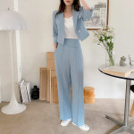 여성정장 세트 크롭자켓 와이드 바지 투피스 수트 : 살롱 드 쥬