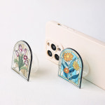 아치형 스테인드 글라스 플라워 디자인 접착식 폰케이스용 홀더 투명 아크릴 스마트톡 거치대 : 델리카폰케이스