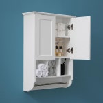 수건 바가 있는 VANIRROR 흰색 욕실 벽 캐비닛, 목재 약장 조절식 선반, 23x32 인치 주방 욕실, 주방, 세탁용 변기 수납 캐비닛 위 23x29... 