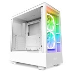 NZXT H5 엘리트 컴팩트 ATX 미드 타워 PC 게이밍 케이스 CC-H51EW-01 - 내장 RGB 조명 강화 유리 전면 및 측면 패널 케이블 관리 140mm 팬... 