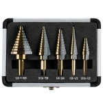 IRONANT 스텝 케이스가 알루미늄 비트 5PCS 티타늄 세트 있는 HSS 강철 금속용 고속 50 사이즈 드릴 Straight 1/4 to 1-3/8 : Pick샵