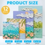 12팩 아트 용품 페인트 캔버스 4x4 5x5 5x7 8x10 아크릴 오일 구아슈 템페라용 프라이밍 패널용 대형 캔버스 : 새벽향 휘경