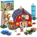 인순 농장 헛간 건물 세트 어버이날, 풍차 트랙터 말 동물이 있는 웨스턴 농장 하우스 빌딩 블록 1405 PCS, 성인 청소년 소년 소녀를 위한 빅... 