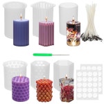 대두 몰드 DIY 캔들 양초 6PCS 필러 비누, 제작용 몰드, 버블 3D 왁스용 실린더 실리콘 세트, 향초 육각형 : 티에스상점