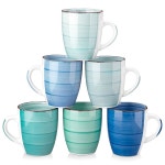 반카소 12온스 커피 머그잔 세트 6개 카푸치노 라떼 차 쿨 컬러용 세라믹 컵 Blue 12oz : 간트아셀13