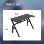 PAYLESSHERE 47인치 게이밍 데스크 PC 카본 파이버 테이블 궁극의 게이머 워크스테이션 컵 홀더 및 홈 오피스용 헤드폰 레드 Red : 간트아셀10