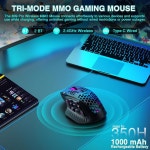 솔라카카 SM809 프로 무선 MMO 게이밍 마우스, 측면 버튼 9개, 24000 DPI, 트리플 연결성(2.4G/BT5.0/유선) RGB 프로그래머블 매크로 16개... 