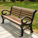 LLZJDDPLY 정원 벤치 옥외 무등받이 평벤치 대기 정류장 철제나무결무늬좌면카본호두/120cm : SANDAMS