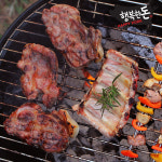 국내산 냉장 캠핑고기 한돈삼겹살, 목살, 오겹살, 등갈비, 폭립 바베큐 수육고기 500g : 행복한돈