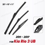 자동차 와이퍼 Kia 브러시 2011 전면 16 블레이드세트 26 Rio 윈드 앞 Hatchback 2017 후면 UB 11 유리 3 창 스크린 : 디프런트포