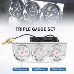 JDMSPEED 2 52mm 트리플 게이지 세트 키트 오일 압력 수온 AMP 미터 3 in : 트윈티파이브굿몰